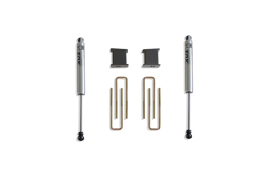 901750F – MAXTRAC Leaf Spring Block Kit, 4 Inch Block Height Cast Iron With 2 Blocks/ 4 U Bolts/ 2 Fox Shock Absorber...